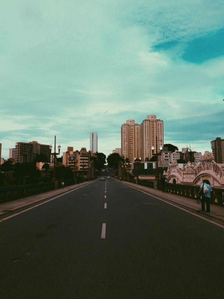 Traveler exploring a vibrant city neighborhood