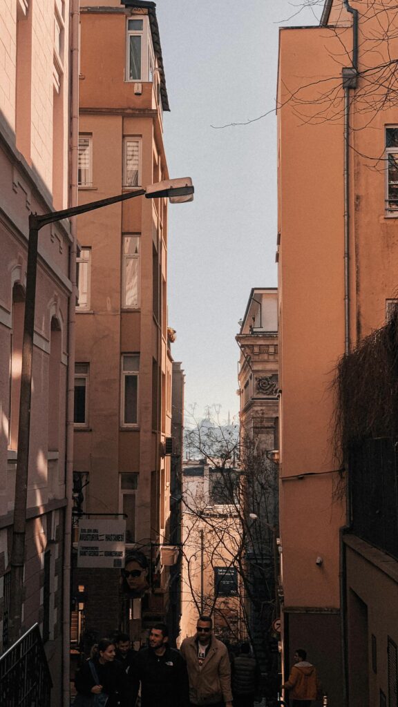 Charming city alleyway with warm character